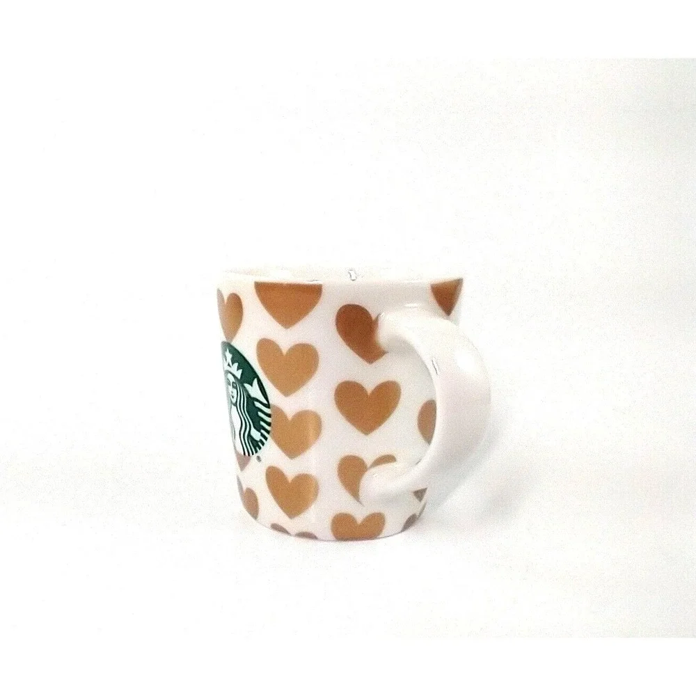 Starbucks Gold Hearts Espresso Shot Mini Coffee‎ Mug Cup Demitasse 3 oz. 2015
